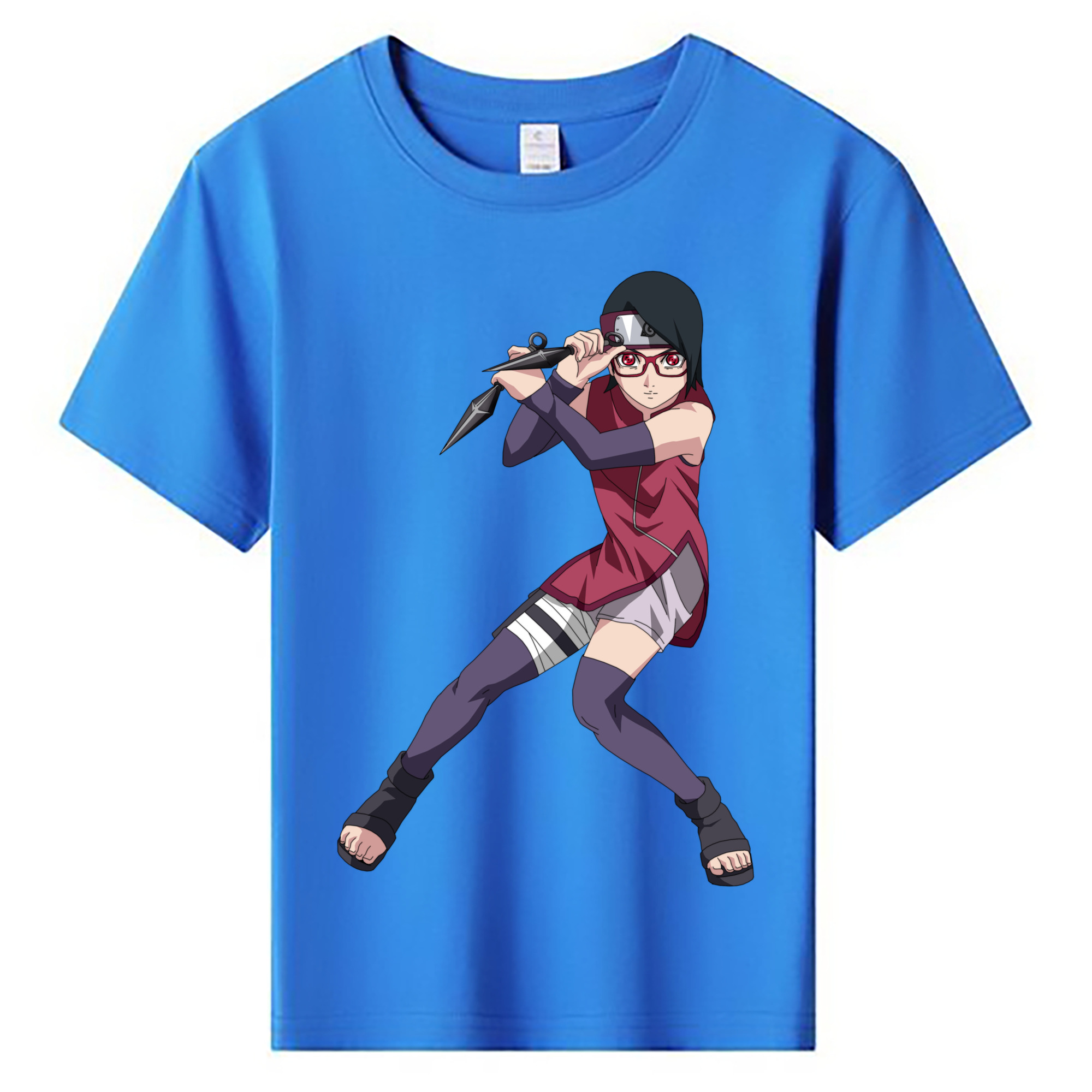 （画像用） NARUTO -ナルト- うちは サラダ Uchiha Sarada 綿100％キッズTシャツ（フロントプリント）